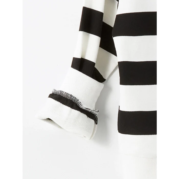 LCW Kids Siyah Bisiklet Yaka Kız Çocuk Kalın Sweatshirt