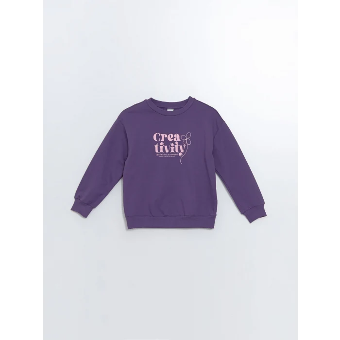 LCW Kids Mor Bisiklet Yaka Kız Çocuk Kalın Sweatshirt