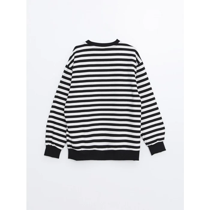 LCW Kids Siyah Bisiklet Yaka Kız Çocuk Kalın Sweatshirt