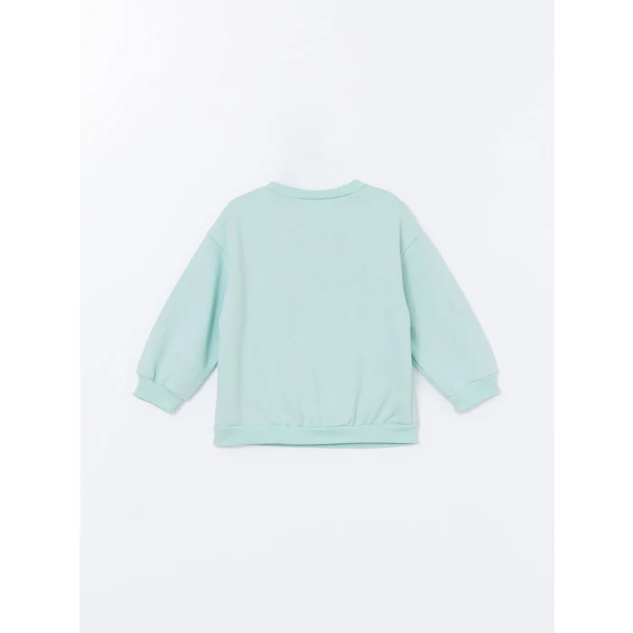 LCW Kids Turkuaz Bisiklet Yaka Kalın Baskılı Kız Çocuk Sweatshirt