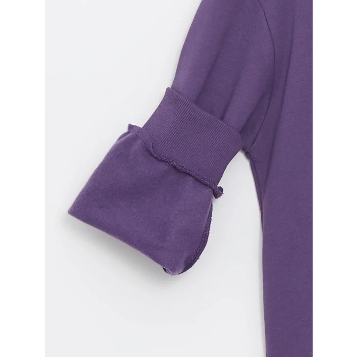 LCW Kids Mor Kapüşonlu Kız Çocuk Kalın Sweatshirt