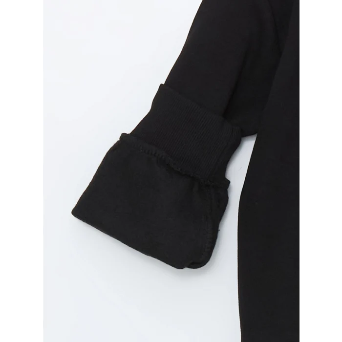 LCW Kids Siyah Bisiklet Yaka Kız Çocuk Kalın Sweatshirt