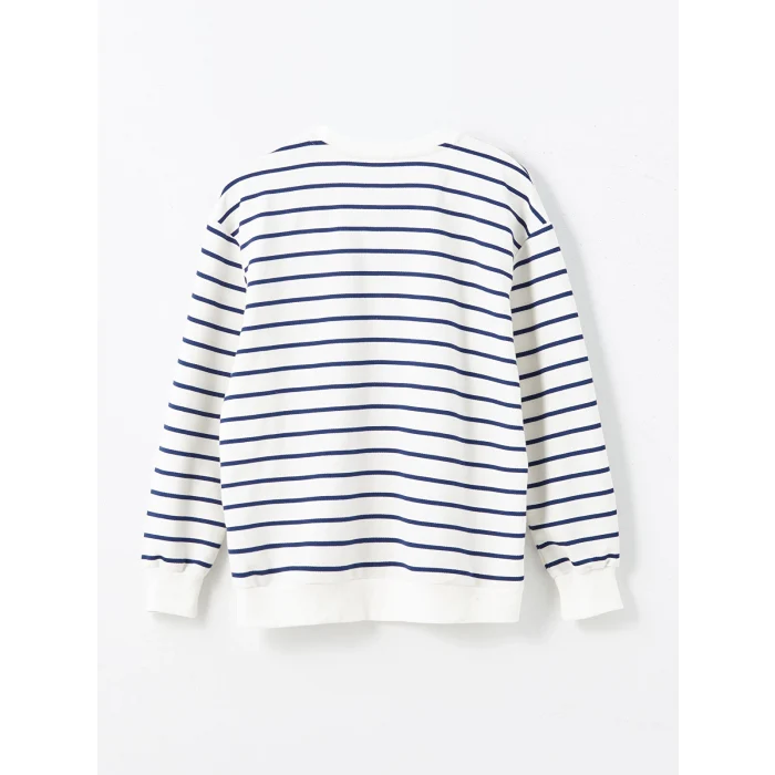 LCW Kids Ekru Bisiklet Yaka Kız Çocuk Kalın Sweatshirt