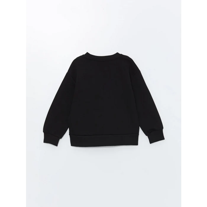 LCW Kids Siyah Bisiklet Yaka Kız Çocuk Kalın Sweatshirt