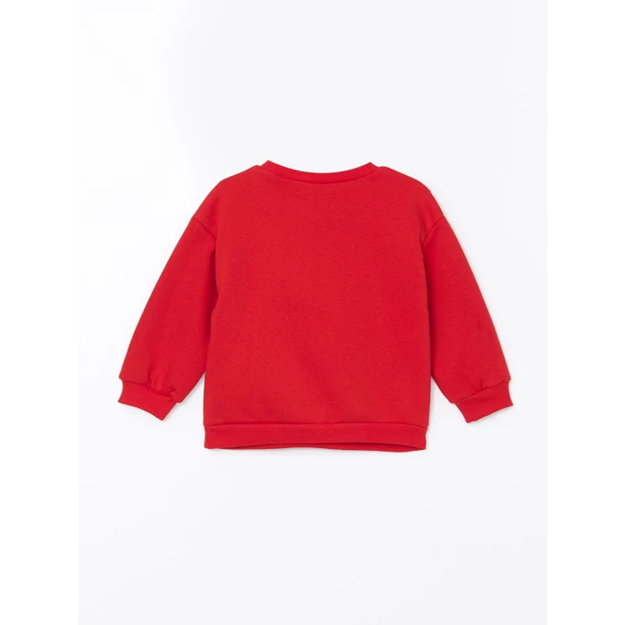 LCW Kids Kirmizi Bisiklet Yaka Kalın Kız Bebek Sweatshirt