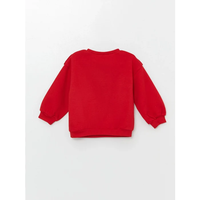 LCW Kids Kirmizi Bisiklet Yaka Kalın Kız Bebek Sweatshirt