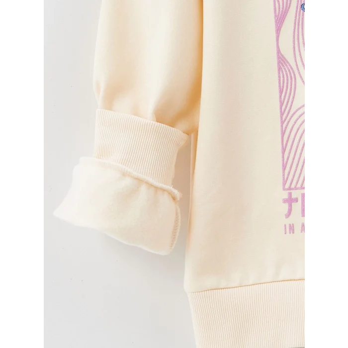 LCW Kids Bej Kapüşonlu Kız Çocuk Kalın Sweatshirt