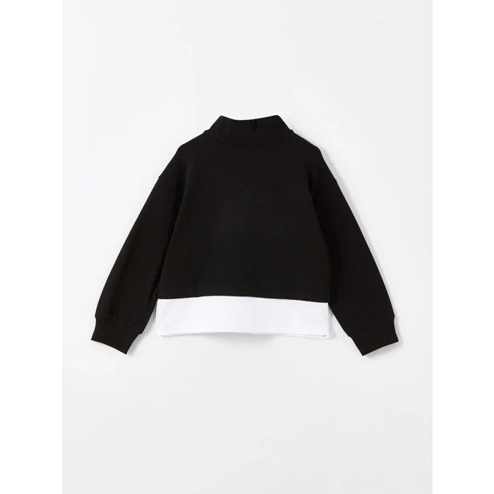 LCW Kids Siyah Dik Yaka Kız Çocuk Kalın Sweatshirt