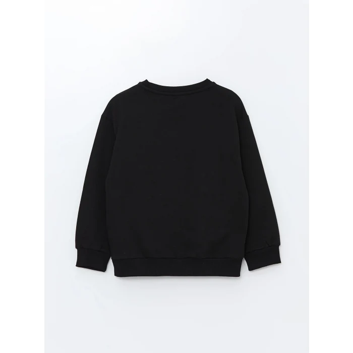 LCW Kids Siyah Bisiklet Yaka Kız Çocuk Kalın Sweatshirt