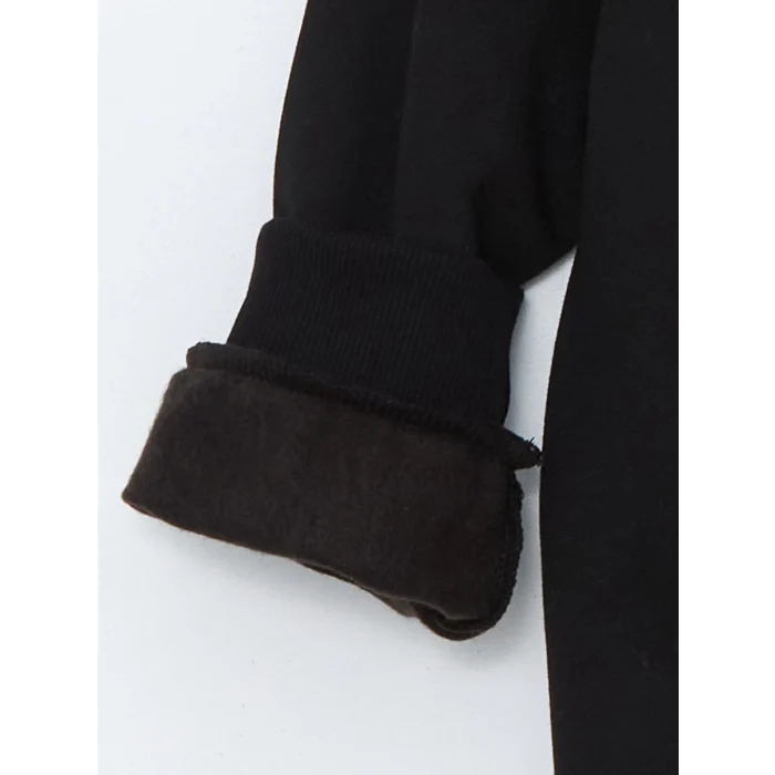 LCW Kids Siyah Bisiklet Yaka Kız Çocuk Kalın Sweatshirt