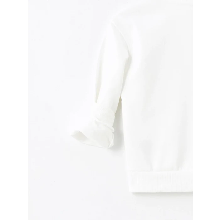 LCW Kids Ekru Bisiklet Yaka Kız Çocuk Kalın Sweatshirt