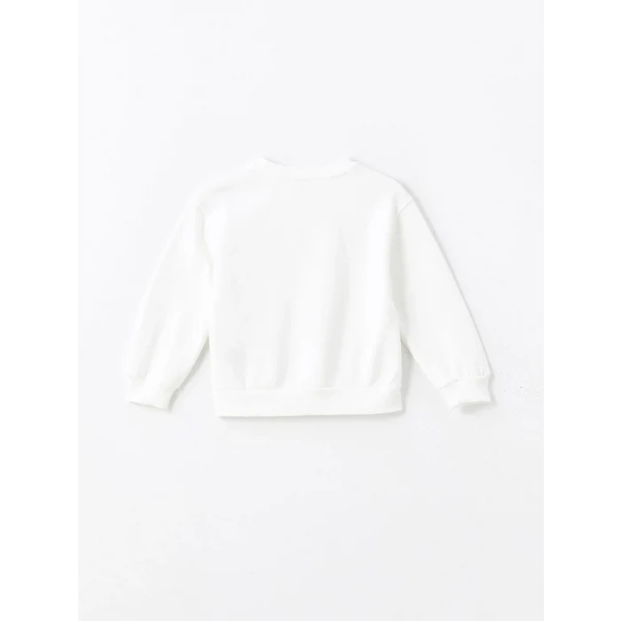 LCW Kids Ekru Bisiklet Yaka Kız Çocuk Kalın Sweatshirt