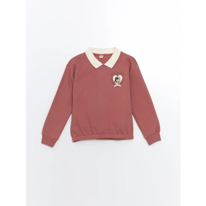 LCW Kids Pembe Polo Yaka Kız Çocuk Kalın Sweatshirt