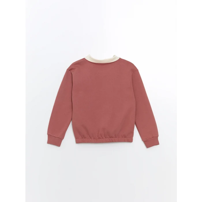 LCW Kids Pembe Polo Yaka Kız Çocuk Kalın Sweatshirt