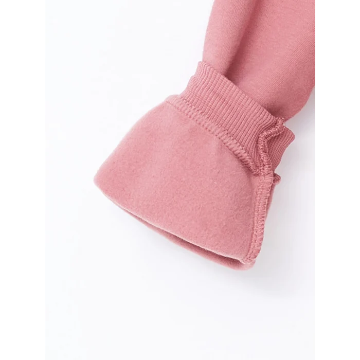 LCW Kids Pembe Bisiklet Yaka Uzun Kollu Baskılı Kız Çocuk Sweatshirt ve Eşofman Alt 2li Takım