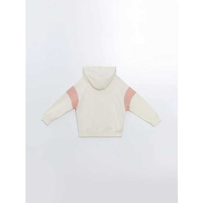 LCW Kids Ekru Kapüşonlu Kız Çocuk Kalın Sweatshirt