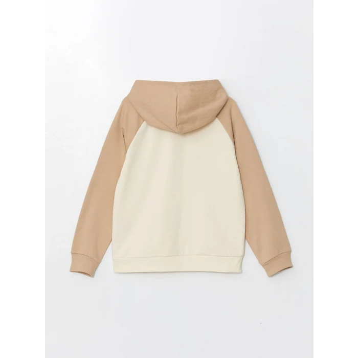 LCW Kids Bej Kapüşonlu Kız Çocuk Kalın Sweatshirt