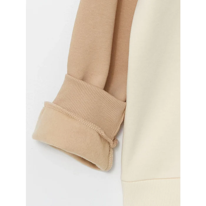 LCW Kids Bej Kapüşonlu Kız Çocuk Kalın Sweatshirt