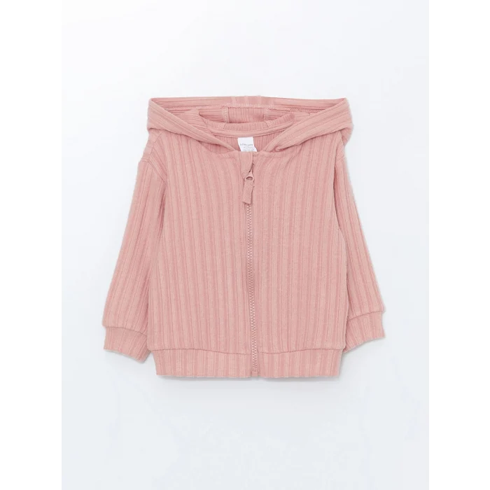 LCW baby Pembe Kapüşonlu Kız Bebek Hırka ve Tayt 2li Takım