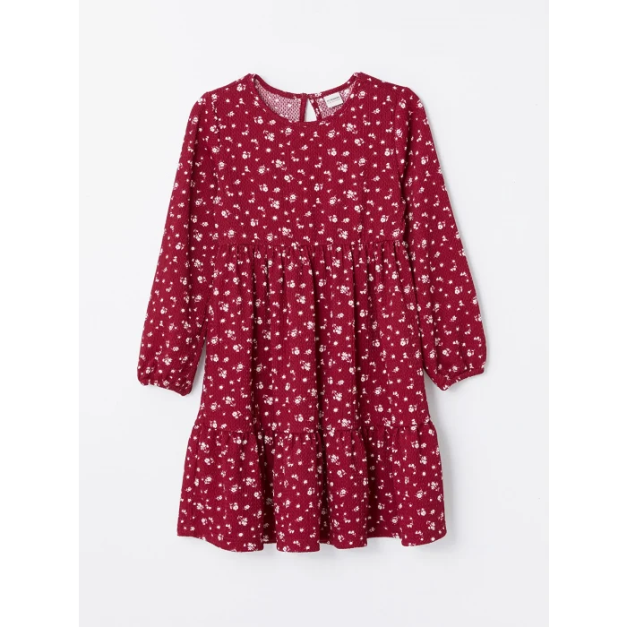 LCW Kids Pembe Bisiklet Yaka Çiçekli Kız Çocuk Elbise