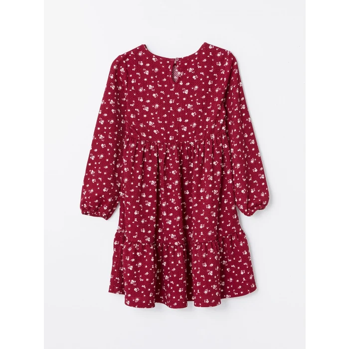LCW Kids Pembe Bisiklet Yaka Çiçekli Kız Çocuk Elbise