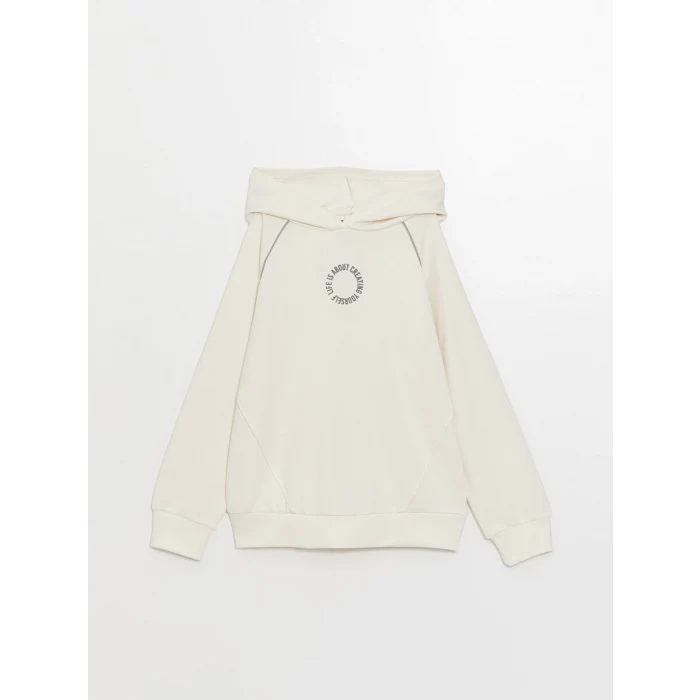 LCW Kids Ekru Baskılı Uzun Kollu Kız Çocuk Sweatshirt ve Tayt