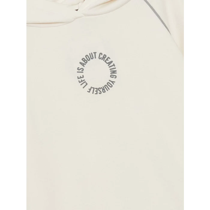 LCW Kids Ekru Baskılı Uzun Kollu Kız Çocuk Sweatshirt ve Tayt