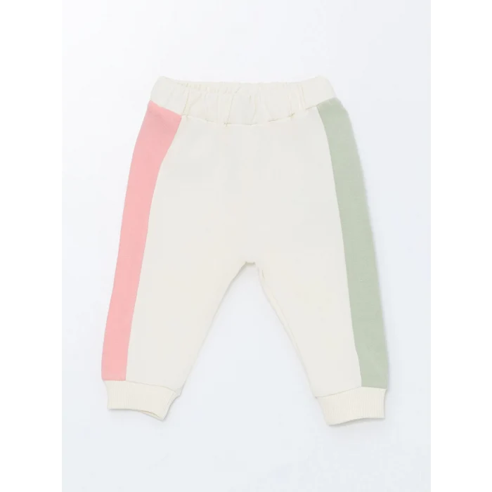 LCW baby Ekru Bisiklet Yaka Baskılı Kız Bebek Sweatshirt ve Tayt 2li Takım