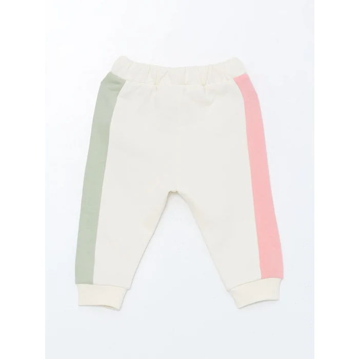 LCW baby Ekru Bisiklet Yaka Baskılı Kız Bebek Sweatshirt ve Tayt 2li Takım