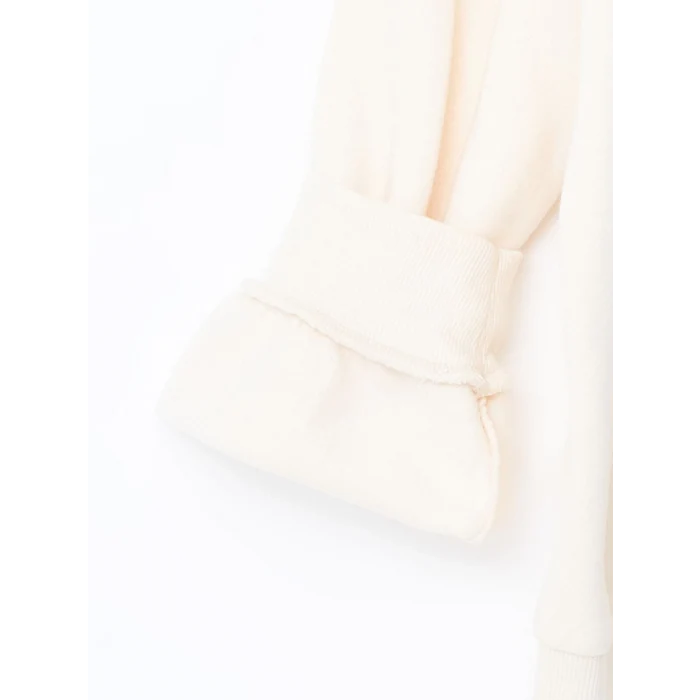 LCW Kids Bej Bisiklet Yaka Kız Çocuk Kalın Sweatshirt ve Tayt