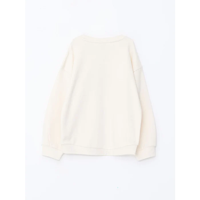 LCW Kids Bej Bisiklet Yaka Kız Çocuk Kalın Sweatshirt ve Tayt