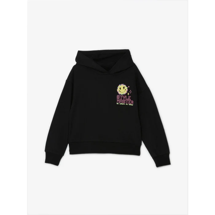 LCW Kids Siyah Kapüşonlu Kız Çocuk Eşofman Takım