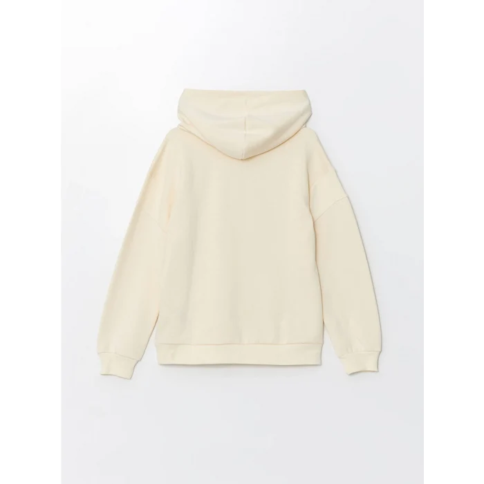 LCW Kids Bej Kapüşonlu Kız Çocuk Kalın Sweatshirt
