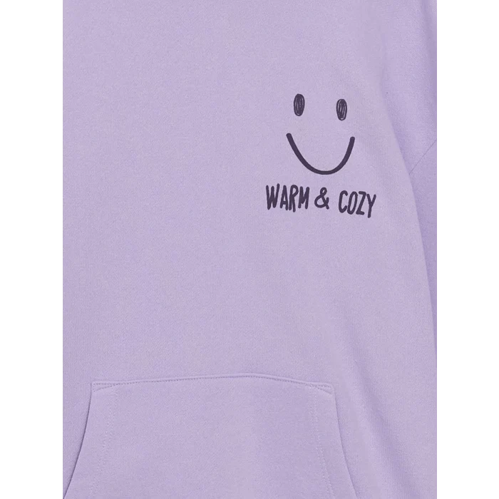 LCW Kids Lila Kapüşonlu Kız Çocuk Kalın Sweatshirt