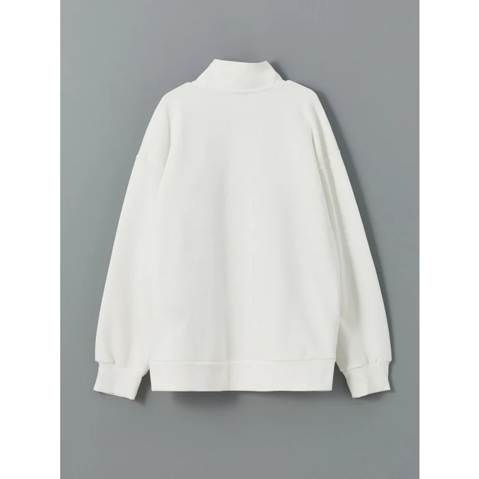 LCW Kids Ekru Dik Yaka Kız Çocuk Sweatshirt