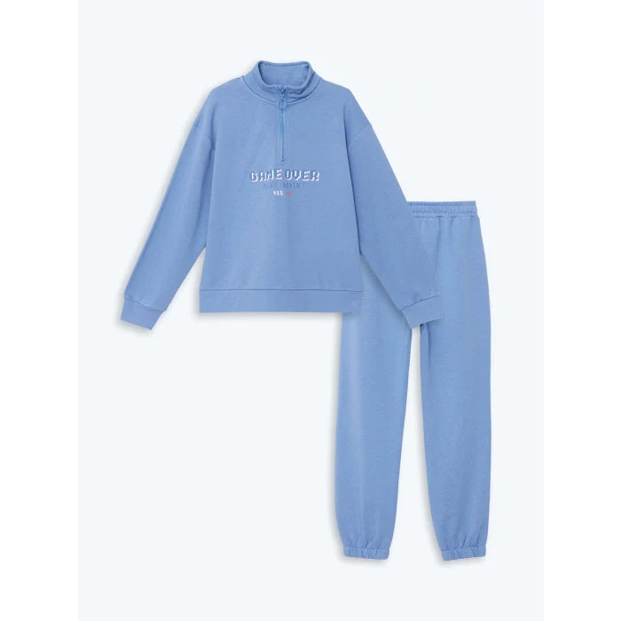 LCW Kids Lila Dik Yaka Kız Çocuk Kalın Eşofman Takım