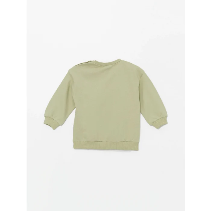 LCW baby Yeşil Bisiklet Yaka Uzun Kollu Baskılı Kız Bebek Sweatshirt ve Tayt 2li Takım