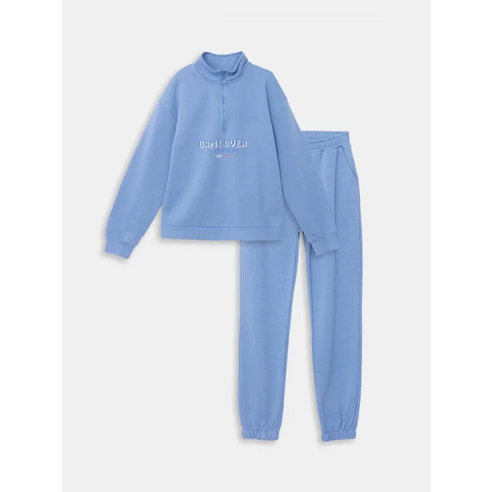 LCW Kids Lila Dik Yaka Kız Çocuk Kalın Eşofman Takım