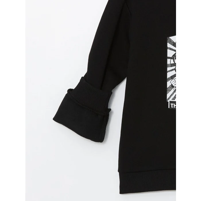 LCW Kids Siyah Baskılı Kız Çocuk Kalın Sweatshirt