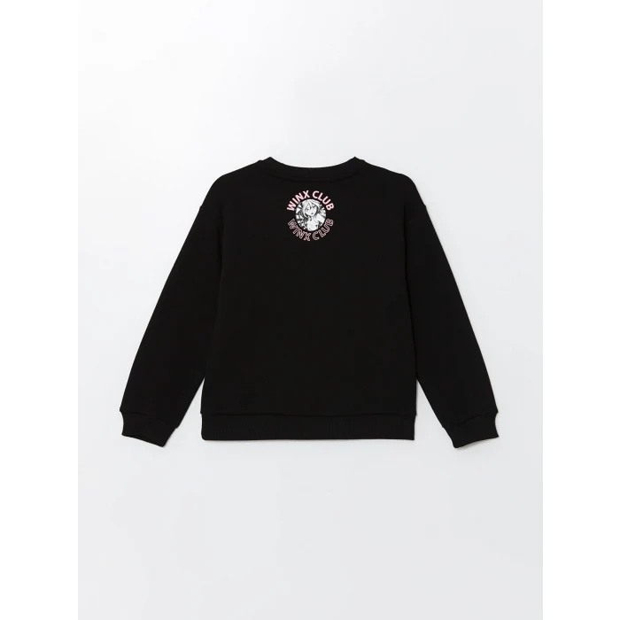 LCW Kids Siyah Baskılı Kız Çocuk Kalın Sweatshirt