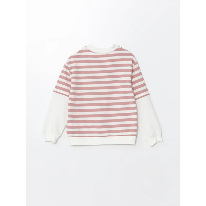 LCW Kids Pembe Bisiklet Yaka Kız Çocuk Kalın Sweatshirt