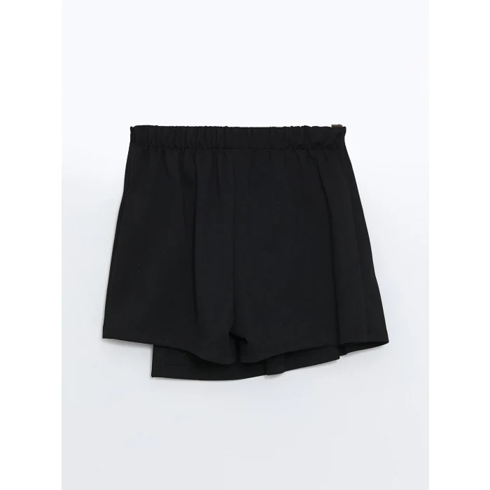 LCW Kids Bej Bisiklet Yaka Ayı Teddy Baskılı Kız Çocuk Sweatshirt ve Şort Etek