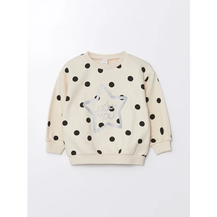 LCW Kids Kirmizi Bisiklet Yaka Uzun Kollu Baskılı Kız Çocuk Sweatshirt 2li