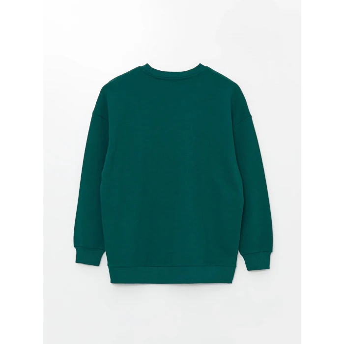 XSIDE Yeşil Bisiklet Yaka Baskılı Oversize Kadın Sweatshirt