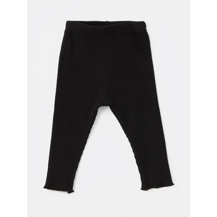 LCW baby Siyah H12 Bisiklet Yaka Baskılı Kız Bebek Sweatshirt ve Tayt 2li Takım