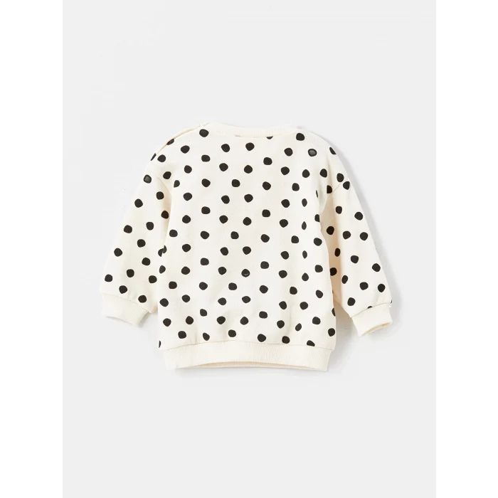 LCW baby Siyah H12 Bisiklet Yaka Baskılı Kız Bebek Sweatshirt ve Tayt 2li Takım