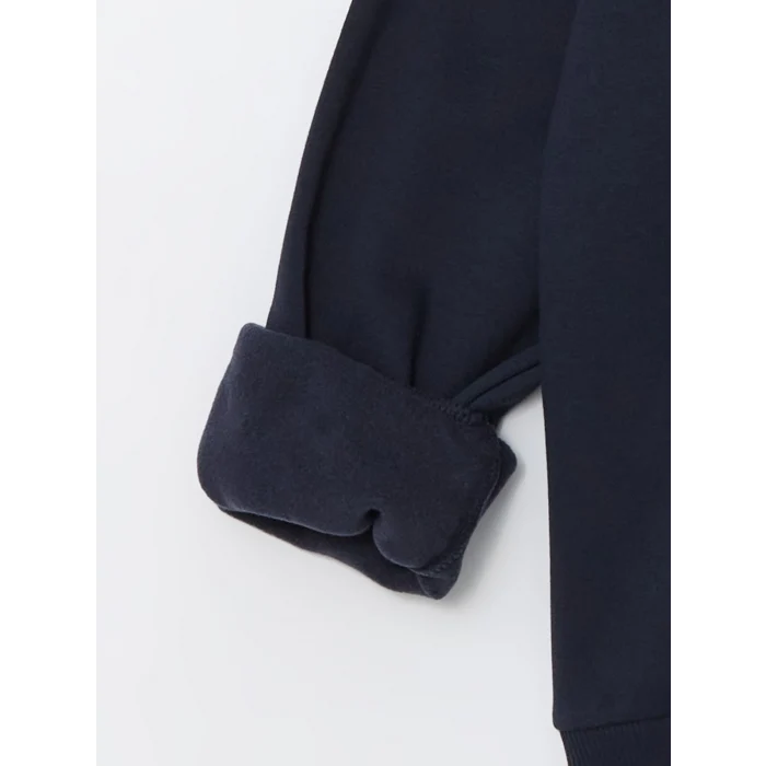 XSIDE Lacivert Dik Yaka Uzun Kollu Baskılı Erkek Kalın Sweatshirt