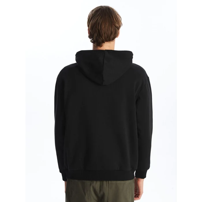 XSIDE Siyah Uzun Kollu Baskılı Erkek Kalın Hoodie