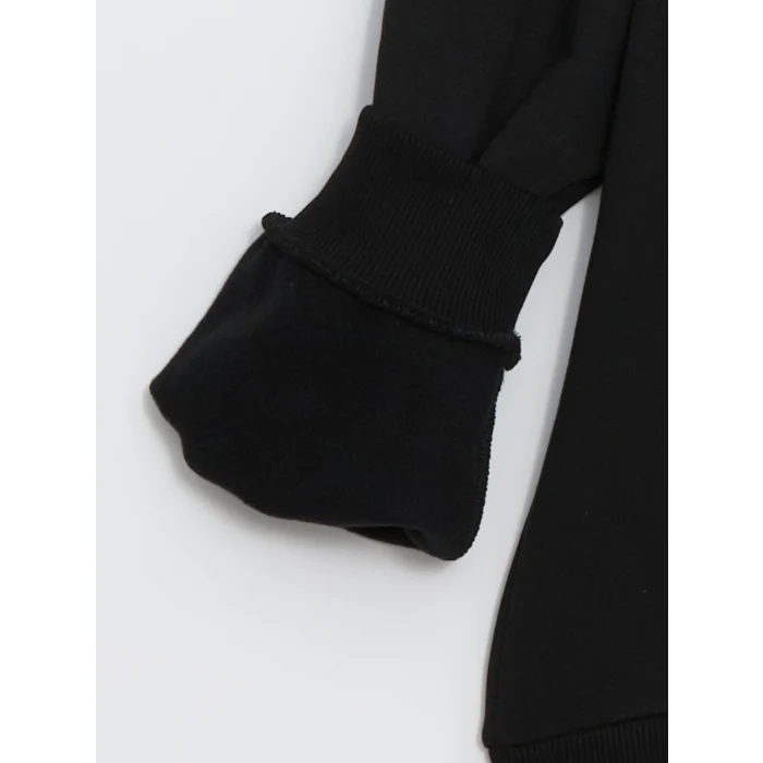 XSIDE Siyah Uzun Kollu Baskılı Erkek Kalın Hoodie