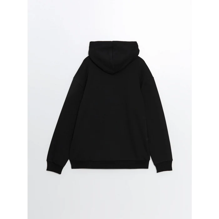 XSIDE Siyah Uzun Kollu Baskılı Erkek Kalın Hoodie